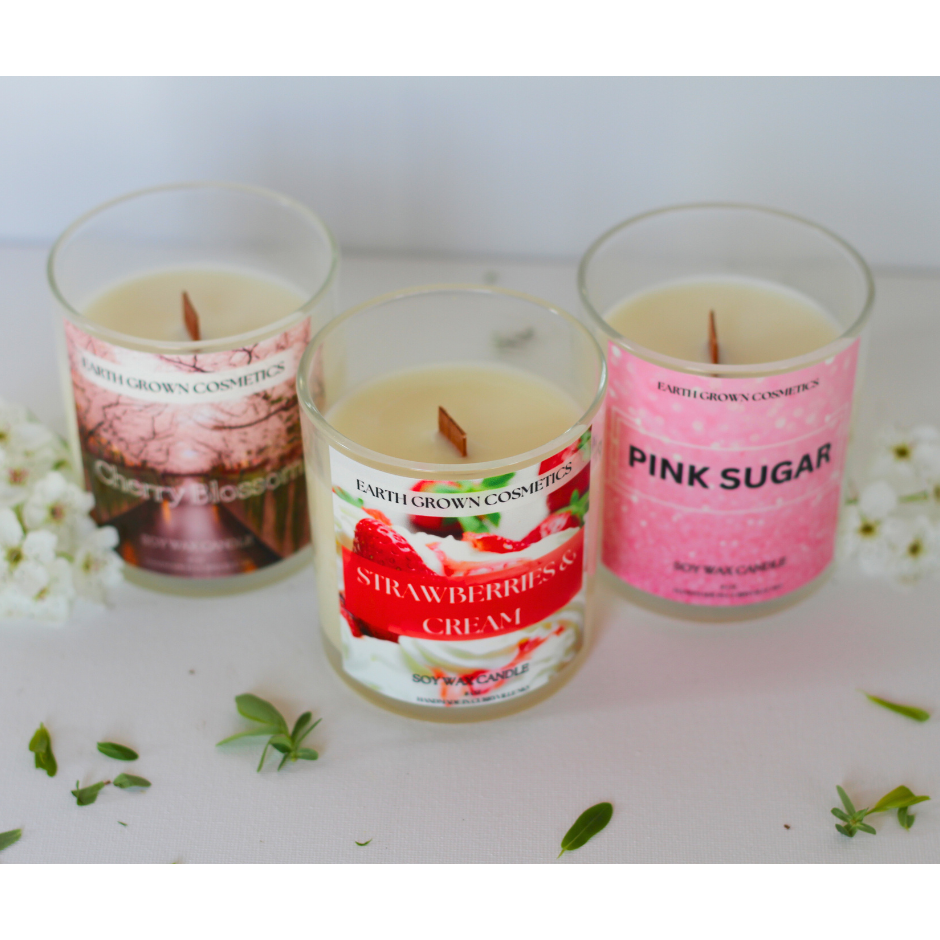 All-Natural Soy Candles – Eco-Friendly, Long-Lasting & Wooden Wick for Cozy Ambiance- front/side view