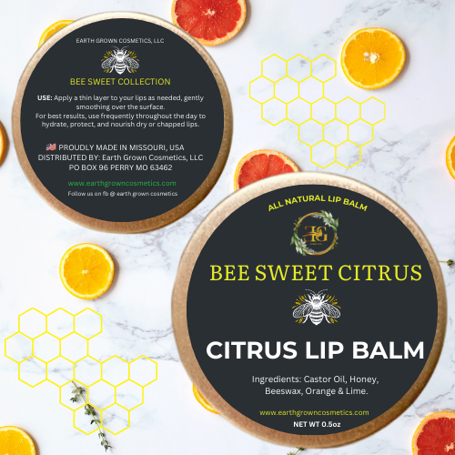All-Natural Hydrating Lip Care with Honey, Beeswax & Castor Oil- citrus front